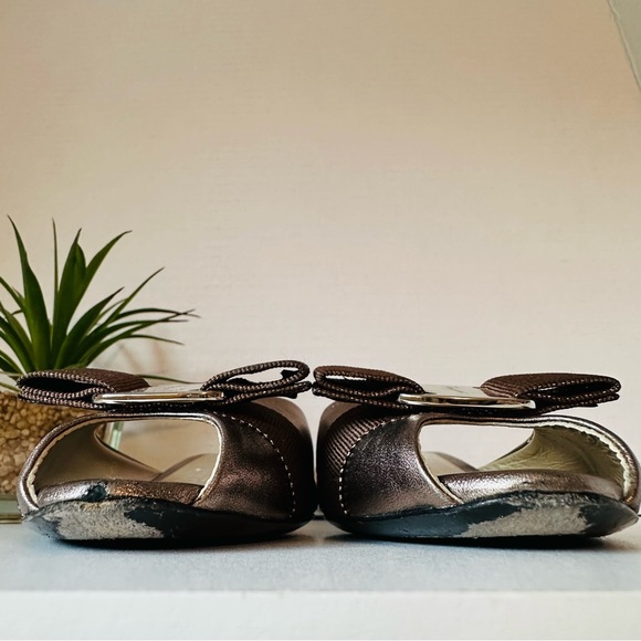 FERRAGAMO Mules Bronze Vara Bow Kitten Heel - Picture 9 of 12